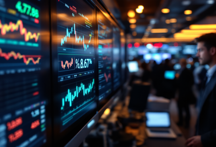 Grafico che mostra l'andamento dei mercati finanziari a Wall Street