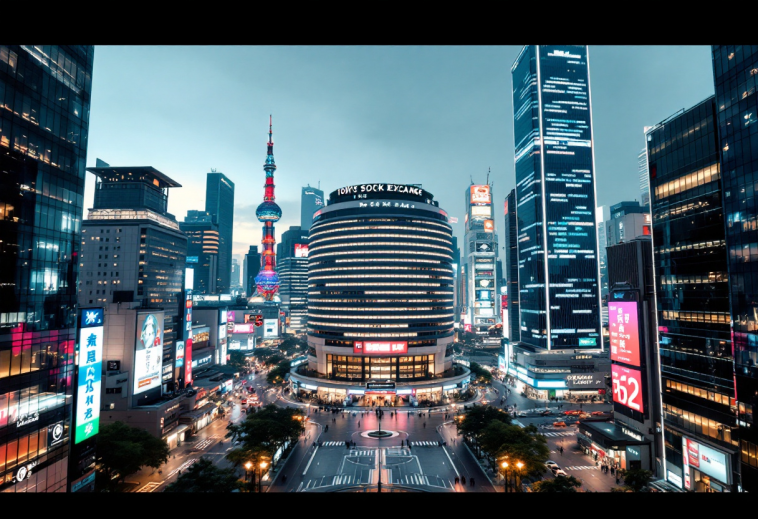 Grafico della Borsa di Tokyo con segno positivo