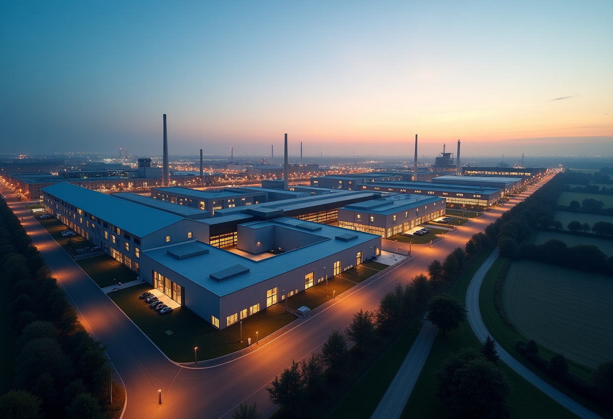 Grafico che mostra il calo della produzione industriale in Germania
