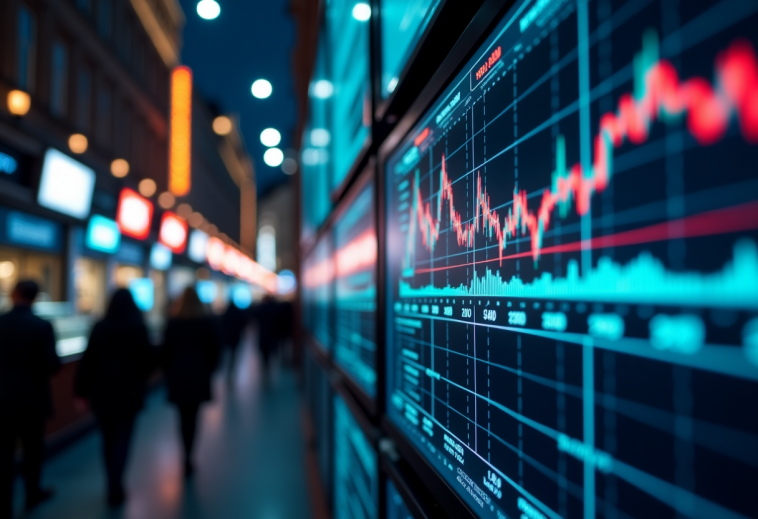 Grafico dei mercati europei in calo con Nvidia in evidenza