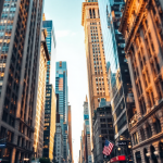 Grafico che mostra i movimenti di Wall Street e minacce commerciali