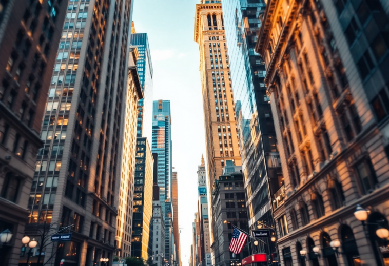 Grafico che mostra i movimenti di Wall Street e minacce commerciali
