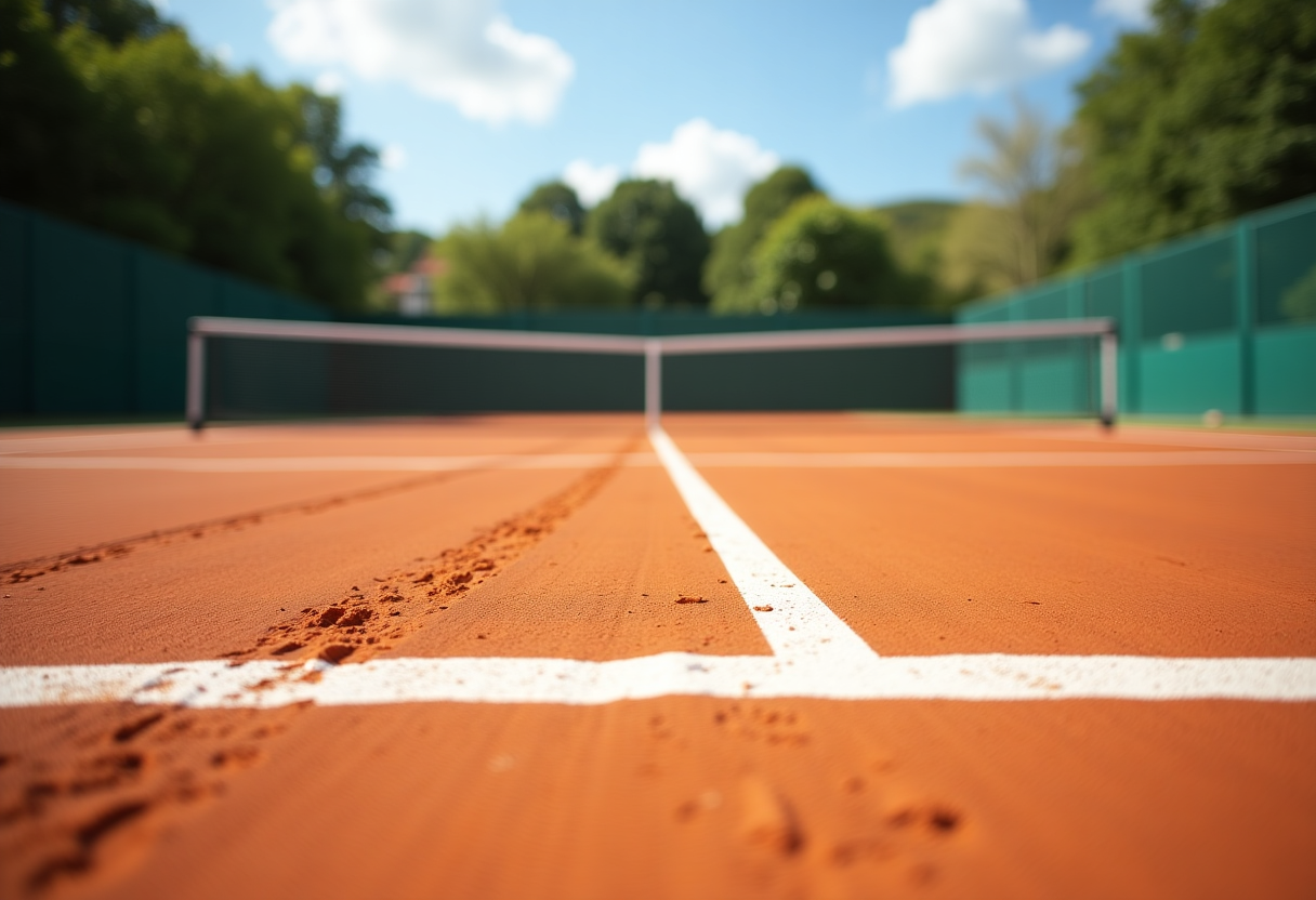 Rafael Nadal in azione durante una partita di tennis