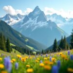 Panorama montano che rappresenta la vita all'aria aperta