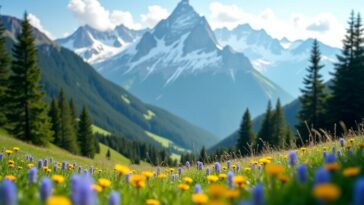 Panorama montano che rappresenta la vita all'aria aperta