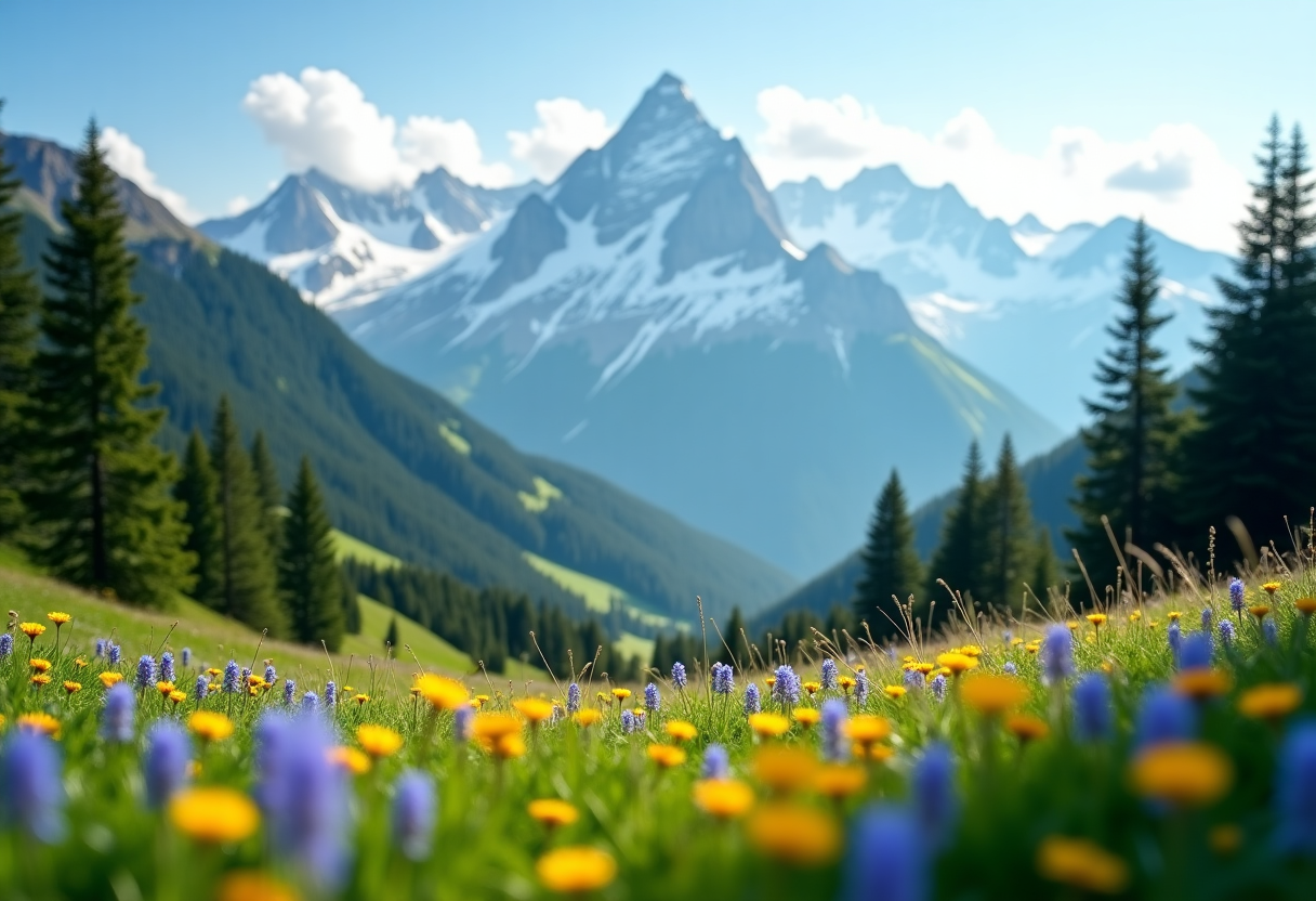 Panorama montano che rappresenta la vita all'aria aperta