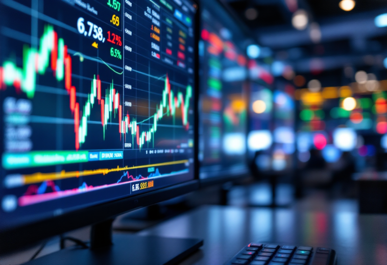 Grafico sull'andamento delle borse europee e dati macroeconomici