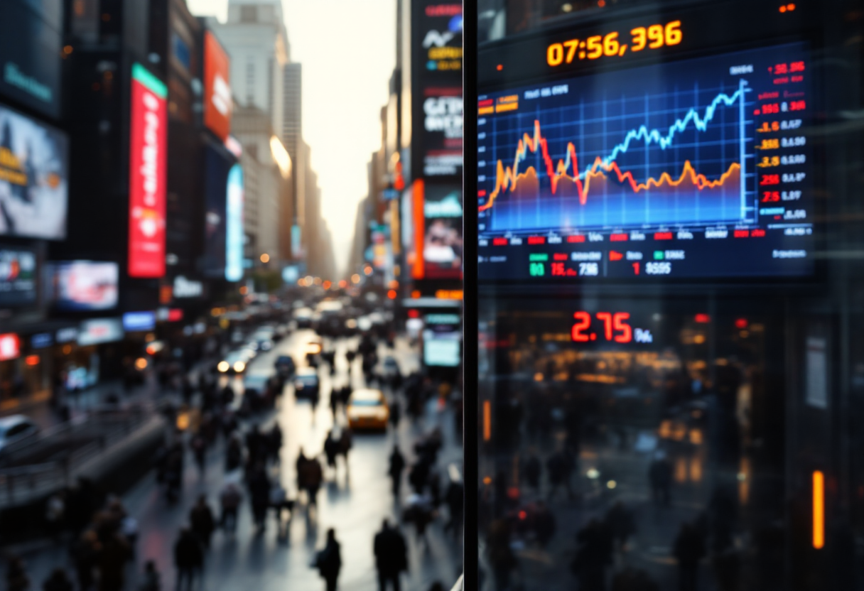 Grafico sull'andamento delle borse europee e segnali economici