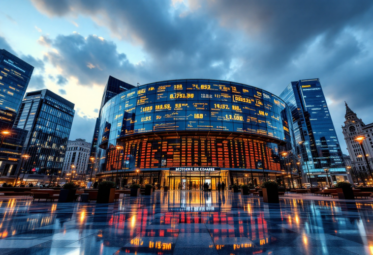 Grafico sull'andamento delle borse europee e previsioni economiche