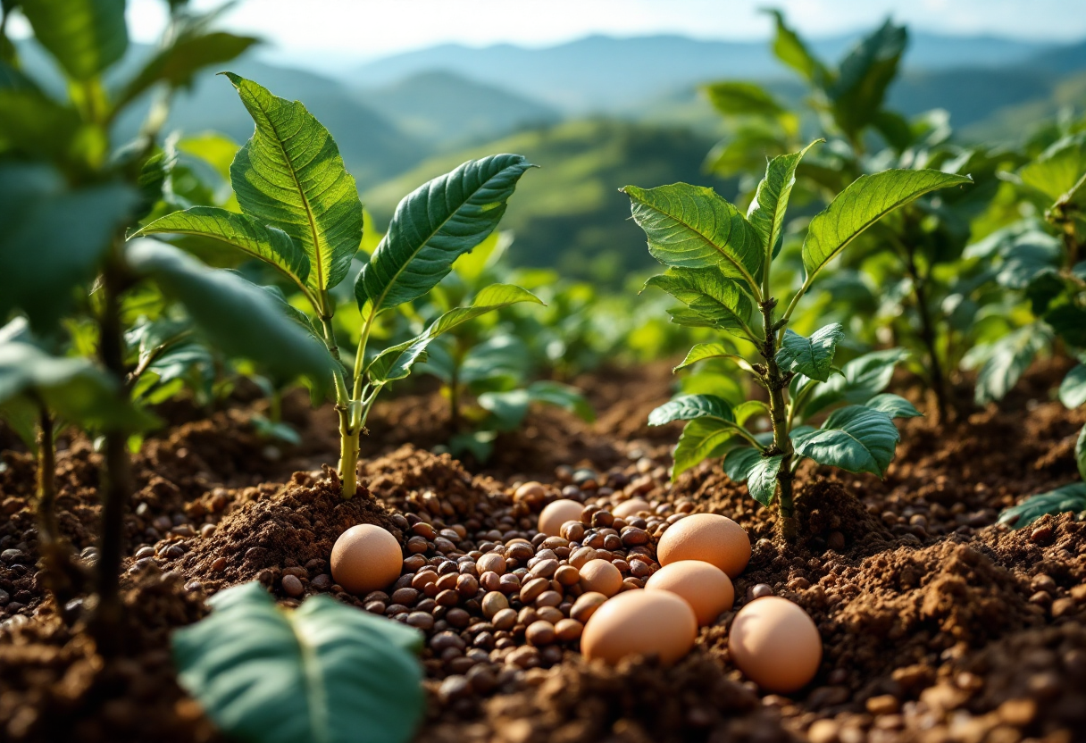 Grafico che mostra l'aumento dei prezzi di cacao, caffè e uova nel 2024