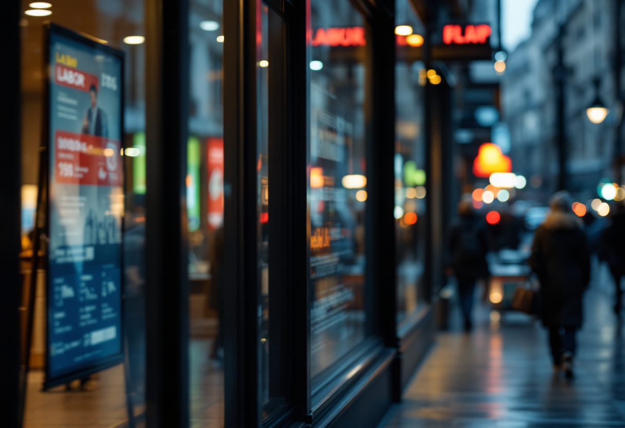 Grafico che mostra il rallentamento del costo del lavoro nella zona euro