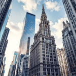 Grafico di Wall Street con segnali positivi e tassi d'interesse