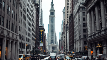 Grafico che mostra il calo di Wall Street e dati macroeconomici