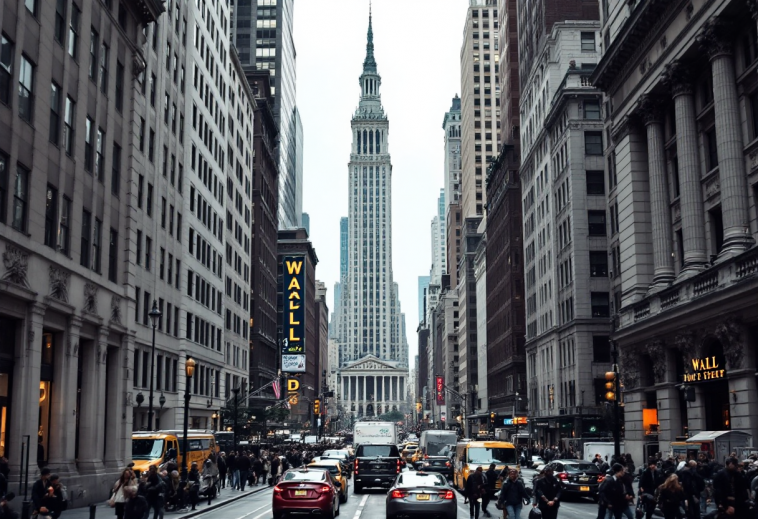 Grafico che mostra il calo di Wall Street e dati macroeconomici