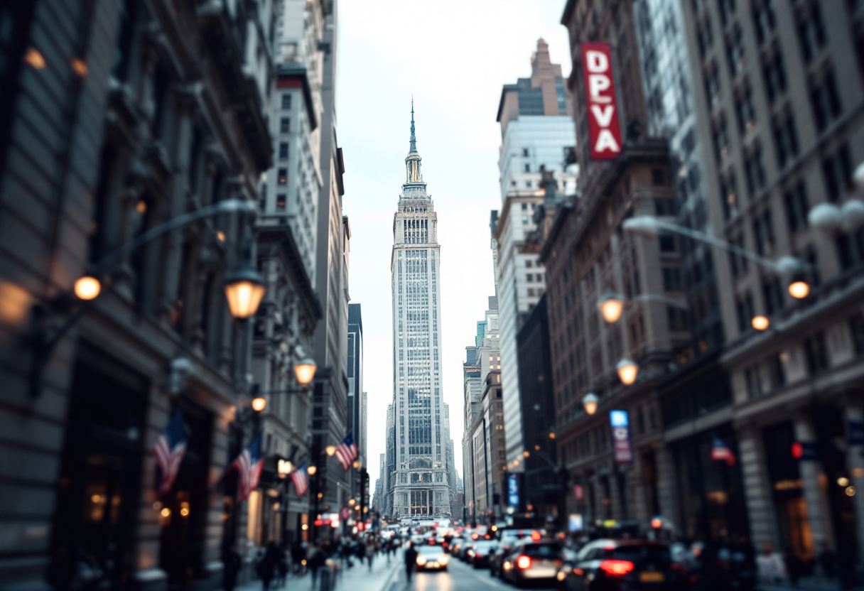 Grafico che mostra il calo di Wall Street e il mercato del petrolio