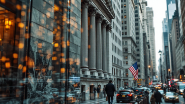 Grafico che mostra il calo di Wall Street in attesa della Fed