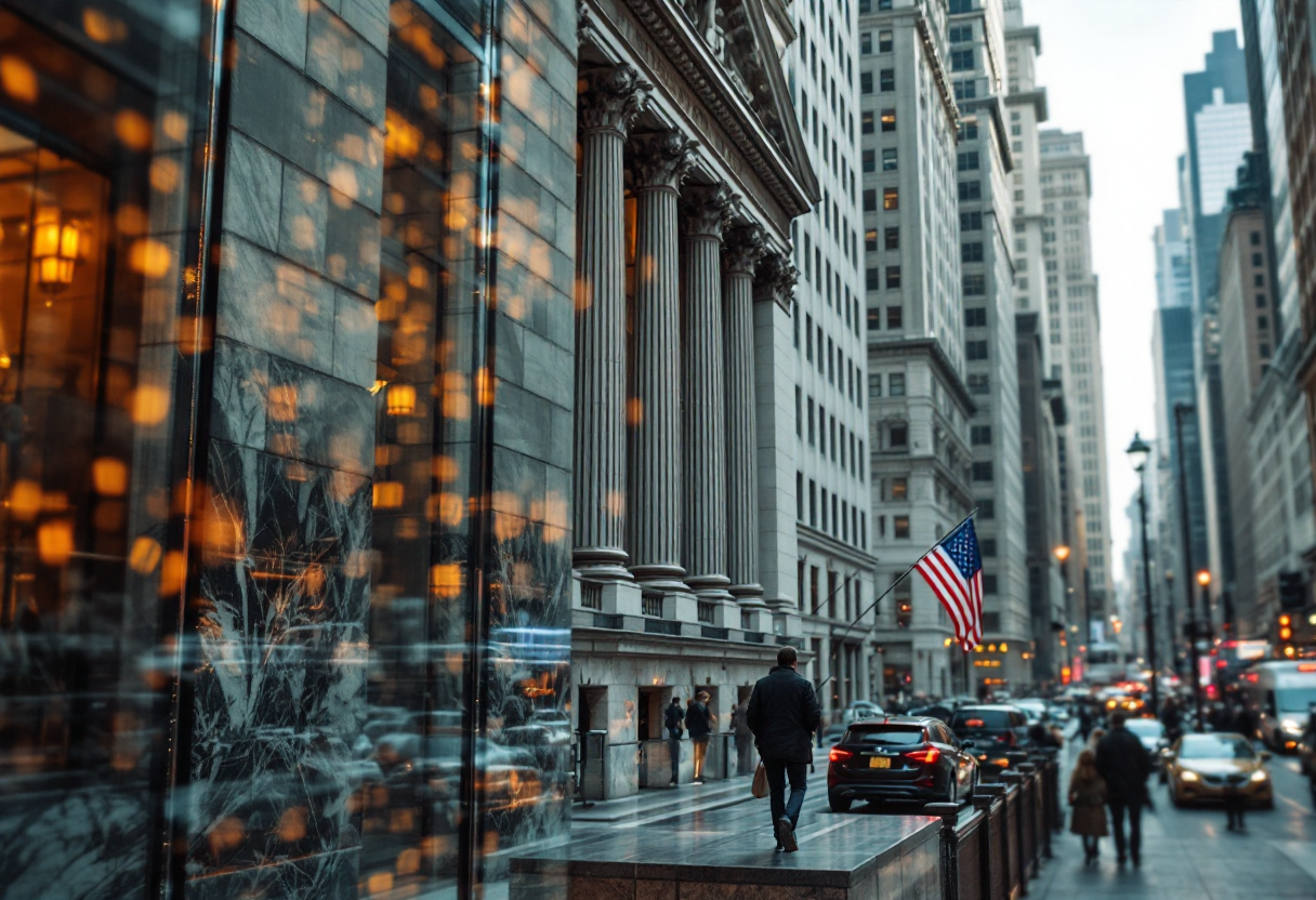 Grafico che mostra il calo di Wall Street in attesa della Fed