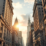 Grafico che mostra il calo di Wall Street e il deficit commerciale