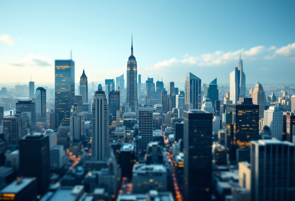 Grafico che mostra l'aumento della borsa di New York