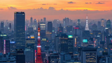 Grafico della Borsa di Tokyo con ribassi evidenti