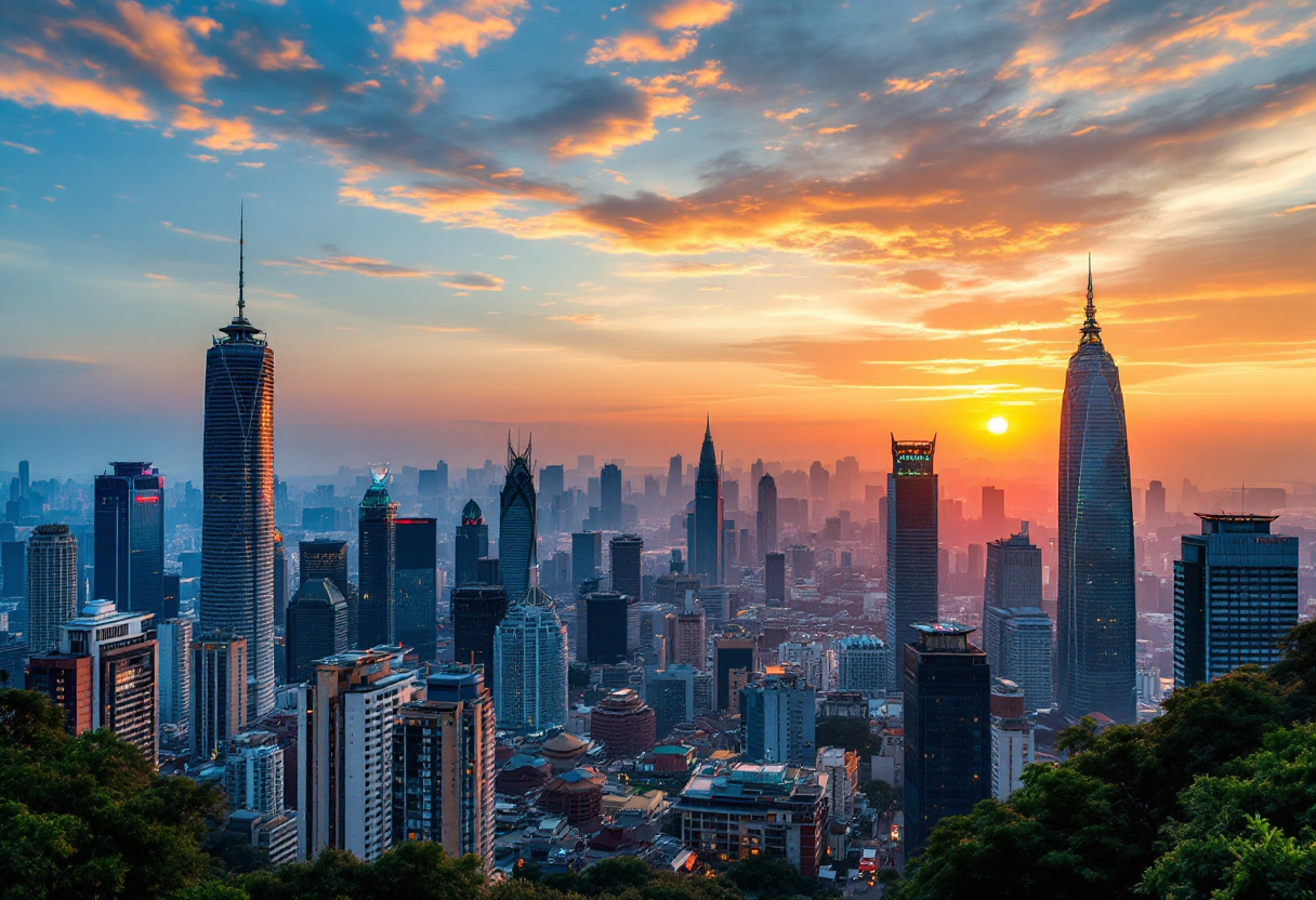 Chiusura delle borse asiatiche con grafici e dati economici