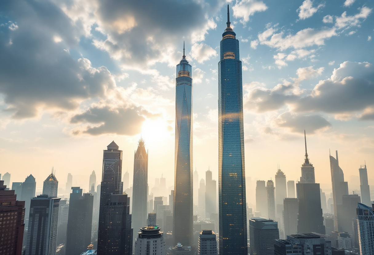 Grafico sulla crescita economica della Cina e sfide commerciali