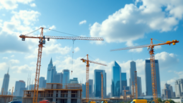 Cantiere edile in Italia con operai al lavoro