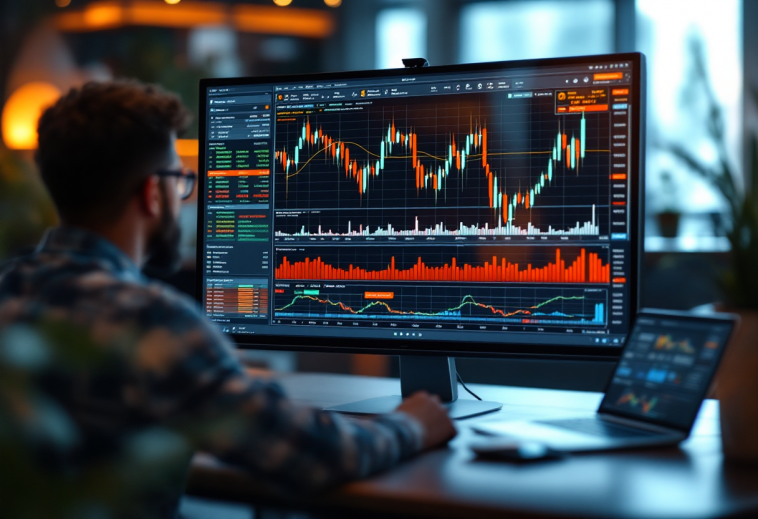 Grafico che illustra il trading di valuta estera