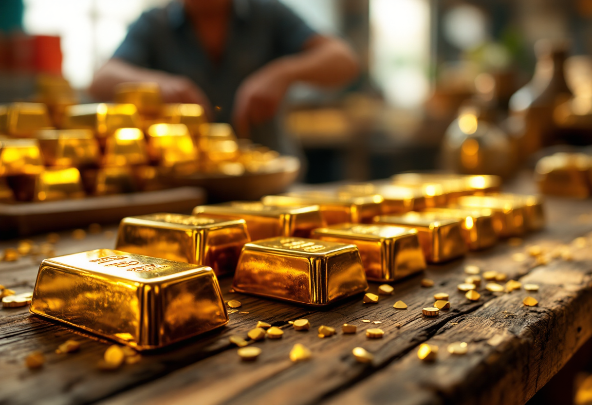 Grafico che mostra l'aumento del prezzo dell'oro nel tempo