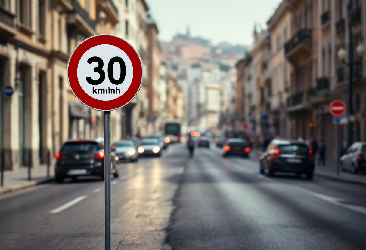 Segnale di limitazione della velocità a Genova