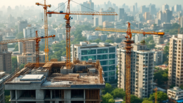 Mappa dell'India con simboli di crescita economica