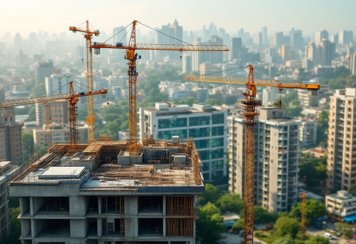 Mappa dell'India con simboli di crescita economica