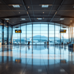Aeroporto d'Abruzzo con aerei e passeggeri in attesa
