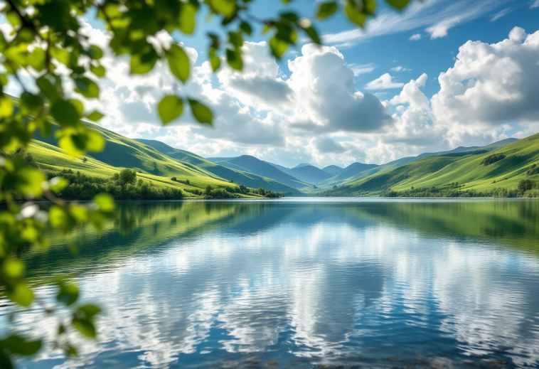 Panorama dei laghi lombardi con turisti in visita