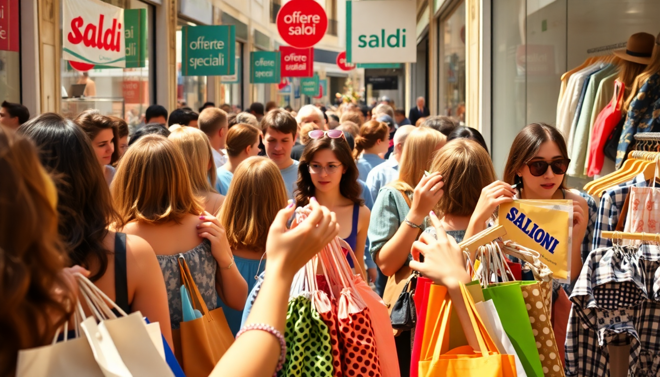 Aumento degli acquisti durante i saldi estivi in Italia